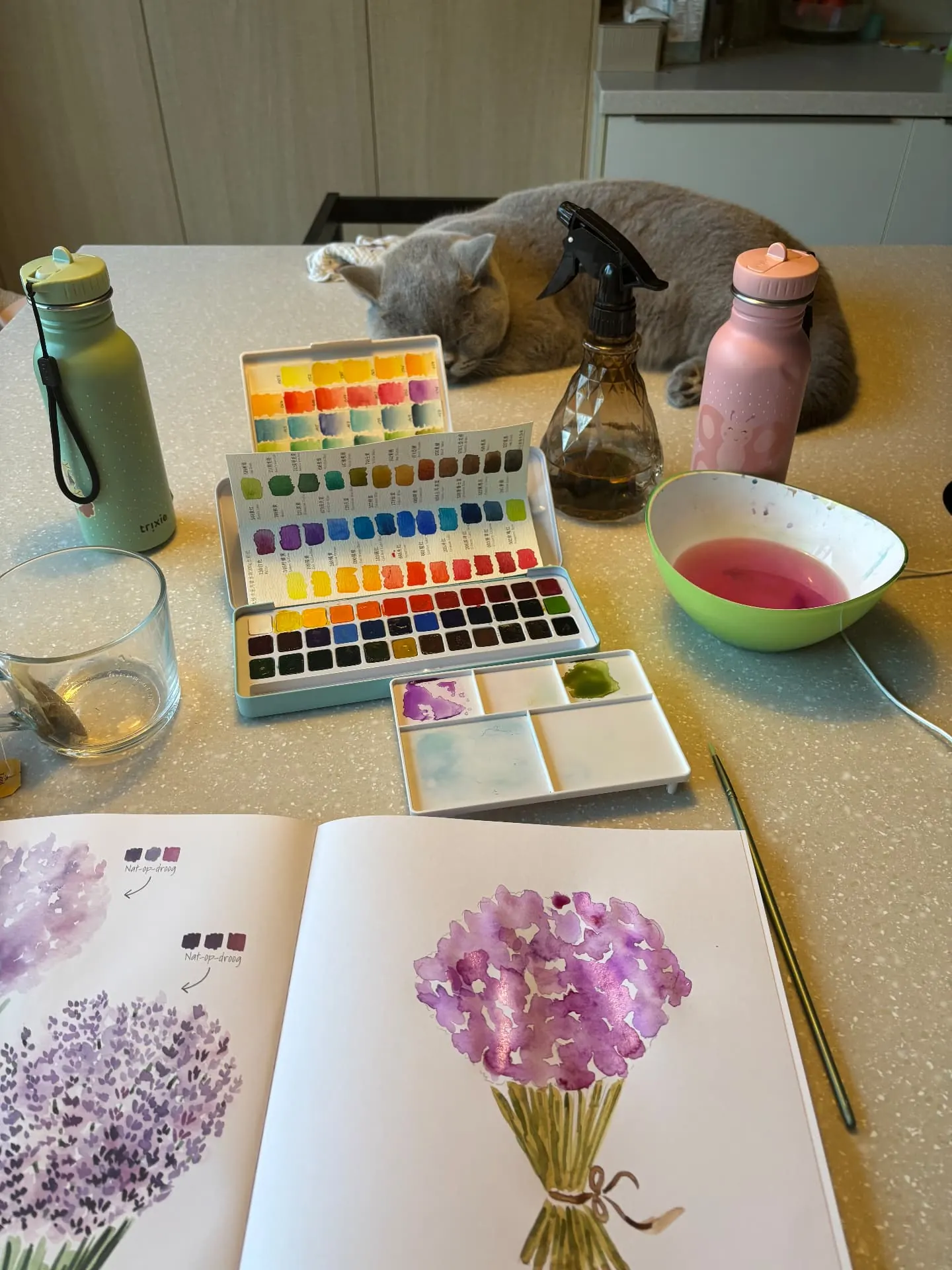 Aquarel schilderen met verf en penseel